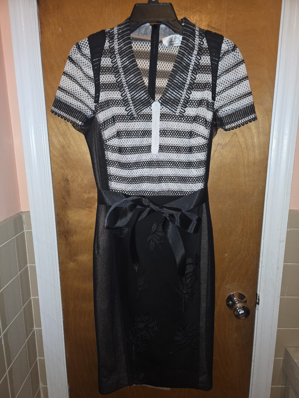 Rare Byron Lars Classic Black & White Striped Knit Dress with Tie Waist